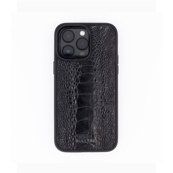 Ốp lưng điện thoại iphone 14 15 series chất liệu da đà điểu cao cấp màu đen