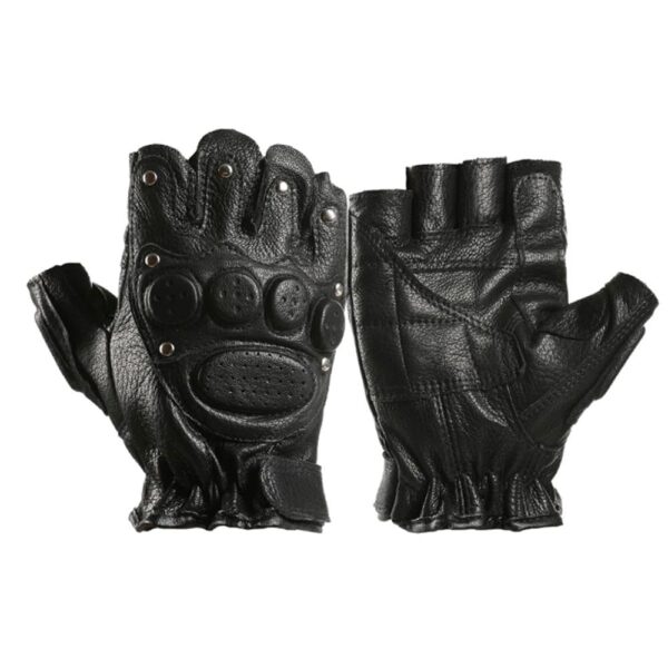 Găng tay Biker hở ngón có đệm bảo vệ chất liệu da cừu thật siêu bền
